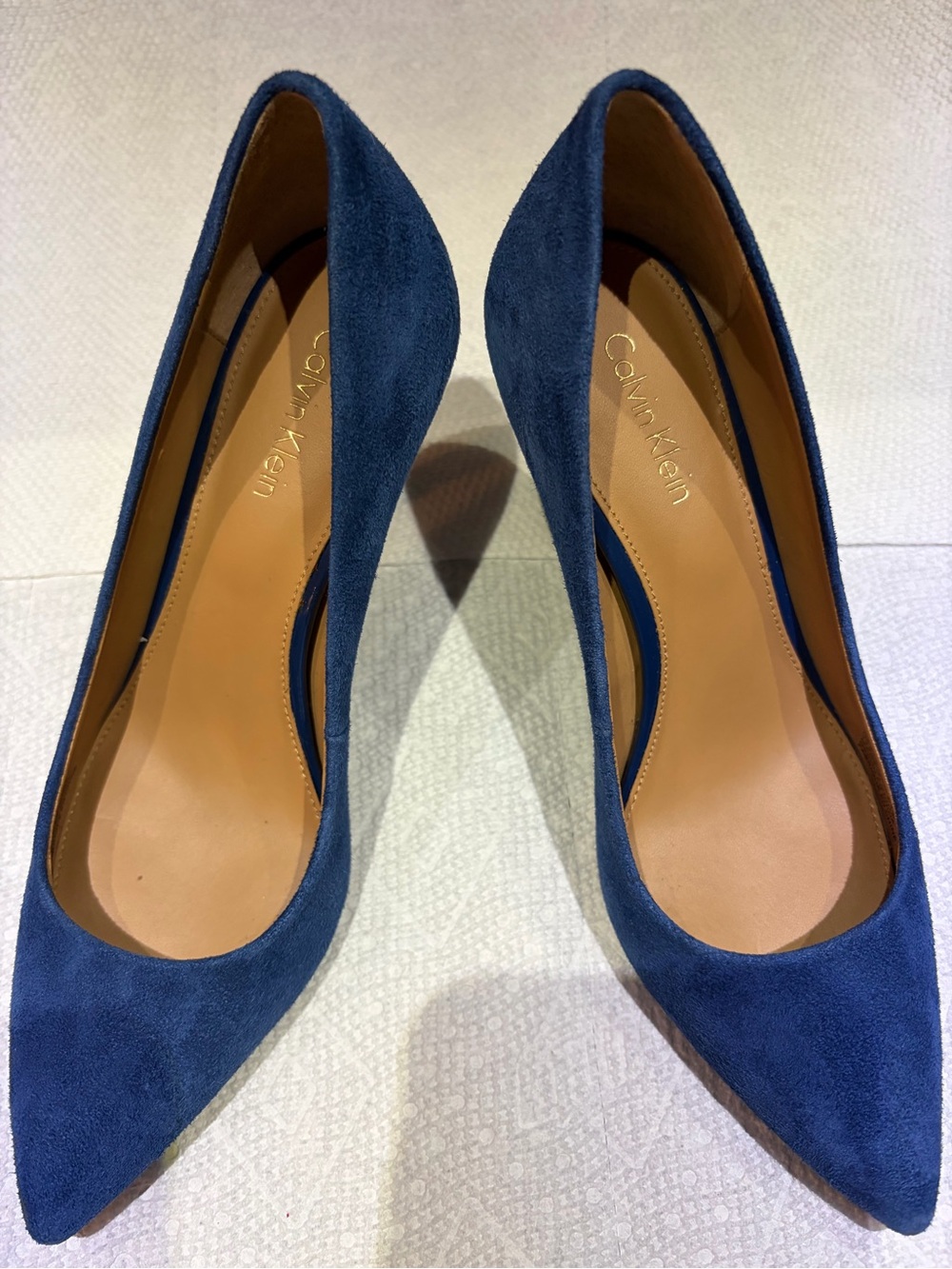 Calvin Klein Blue Suede Pointed-Toe Pumps